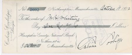 Lot #30 Calvin Coolidge Check